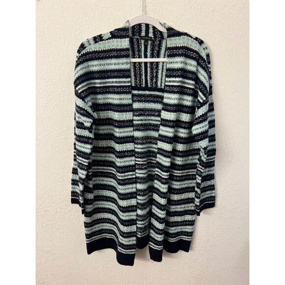 Talbots long navy striped sweater  cardigan women size large - Picture 1 of 6